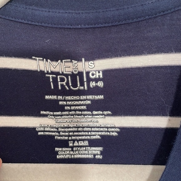 Time and Tru Small Sleeveless Blue and White Striped Dress - Picture 4 of 4